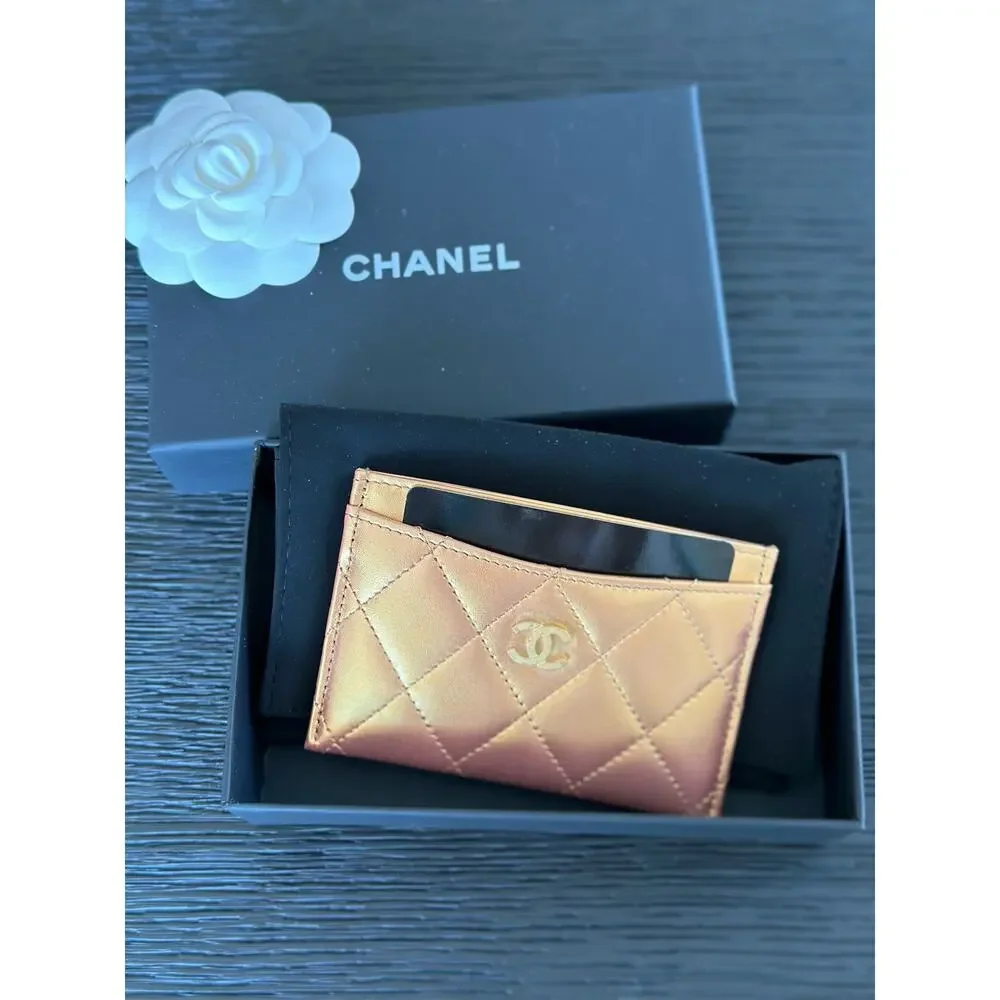 Chanel NWT gold  metalic cardholder wallet